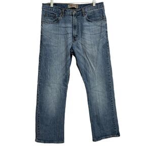 Wrangler Relaxed Bootcut Jeans Men's Size 34 x 30 Flex Fit Blue Faded Whiskering